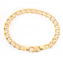 6.4mm 14K Yellow Gold Square Mariner Link Bracelet Italy