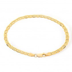 4.1mm 14K Yellow Gold Marine Curbe Gucci Link Chain Bracelet Italy
