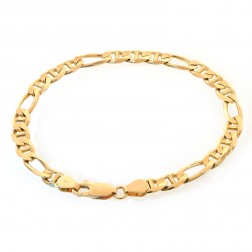 5.6mm 14K Yellow Gold Figarucci Link Chain Bracelet Italy