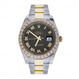 Rolex Datejust II Steel & 18K Yellow Gold Watch 5 Ct. Diamond Bezel 116333