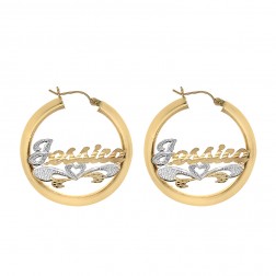 14K Yellow Gold 'Jessica' Nameplate Hoop Earrings 