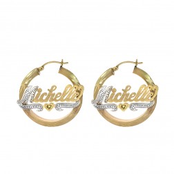 14K Yellow Gold 'Michelle' Nameplate Hoop Earrings 