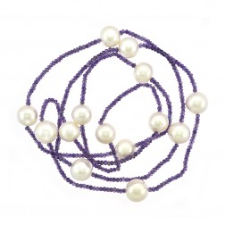 12mm Pearl & Natural Amethyst Necklace