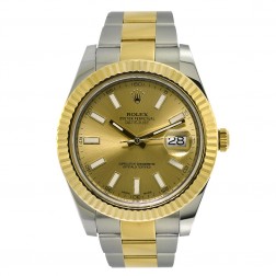 Rolex Datejust II 18K Yellow Gold & Stainless Steel Watch Champagne Dial 116333