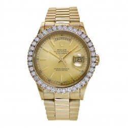 Rolex Day-Date 36 18K Yellow Gold Watch 3 Ct. Diamond Bezel 18038 