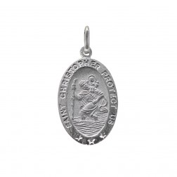 925 Sterling Silver Saint Christopher Oval Medal Pendant