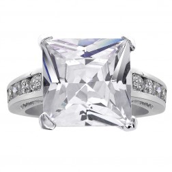 6.00 Carat Princess Cut CZ Engagement Ring Sterling Silver