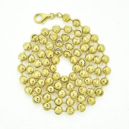 18K Yellow Gold Over Silver Half Moon Ball Link Chain Necklace 40 Grams 