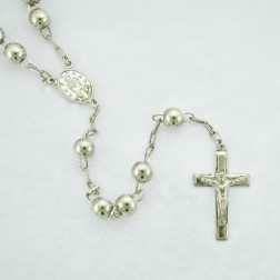 Silver Ball Link Chain Crucifix Religious Cross Pendant 51.3 Grams