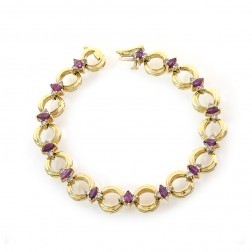0.50 Carat Marquise Shape Ruby & Round Diamond Tennis Bracelet 14k Yellow Gold 