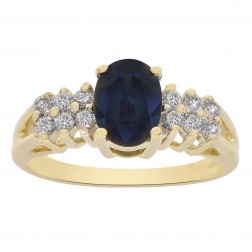 1.00 Carat Sapphire & 0.25 Carat Diamond Vintage Ring 14K Yellow Gold