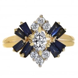 0.40 Carat Sapphire & 0.40 Carat Diamond Vintage Ring 14K Yellow Gold