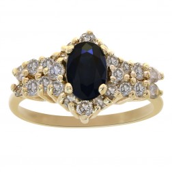 1.00 Carat Sapphire & 0.50 Carat Diamond Vintage Ring 14K Yellow Gold