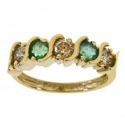 0.40 Carat Emerald & 0.60 Carat Diamond Vintage Ring 14K Yellow Gold