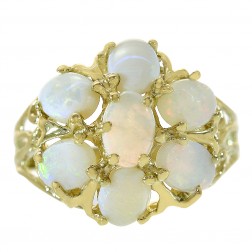 1.50 Carat Opal Flower Style Vintage Ring 14K Yellow Gold