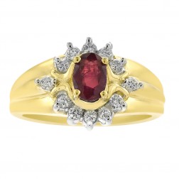 0.50 Carat Ruby And 0.20 Carat Diamond Vintage Ring in 14K Yellow Gold