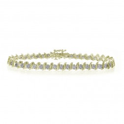 3.00 Carat Round Cut Diamond S-Link Tennis Bracelet 14K Yellow Gold
