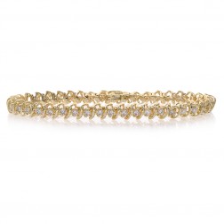 3.05 Carat Diamond S Link Tennis Bracelet 14K Yellow Gold 