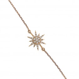 0.10 Carat Diamond Star Chain Bracelet 14K Rose Gold 