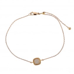 0.10 Carat Diamond Cable Link Chain Bracelet 14K Rose Gold 