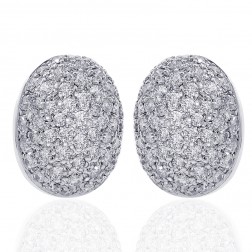 1.50 Carat Diamond Cluster Button Earring 18K White Gold