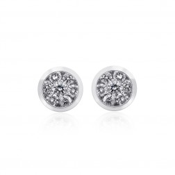 1.50 Carat Round Cut Diamond Halo Earrings 14K White Gold 