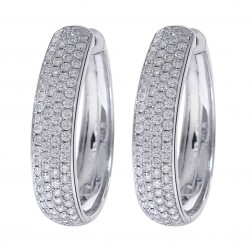 1.75 Carat Diamond Eternity Hoop Earrings 14K White Gold