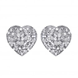 0.10 Carat Diamond Heart Stud Earrings 14K White Gold