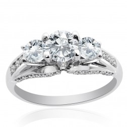 1.50 Carat F/G-SI Natural Round Cut Diamond Engagement Ring 14K White Gold