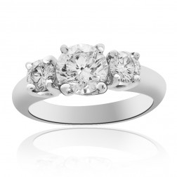 2.00 Carat G-SI1 Natural Round Diamond Three Stone Engagement Ring Platinum