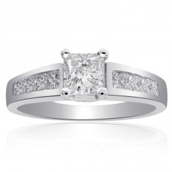 1.25 Carat F-SI2 Natural Princess Cut Diamond Engagement Ring Platinum 