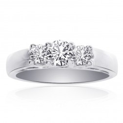 0.85 Carat Round Diamond Three Stone Engagement Ring in Platinum