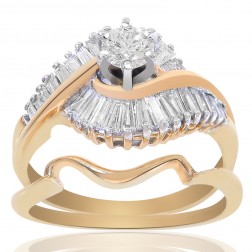 1.00 Carat H-SI1 Natural Round Cut Diamond Engagement Bridal Set 14K Yellow Gold