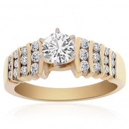 1.00 Carat G-SI1 Natural Round Brilliant Diamond Engagement Ring 14K Yellow Gold