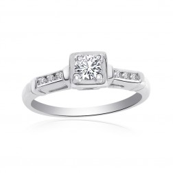 0.30 Carat Round Cut Diamond Engagement Vintage Ring 14K White Gold