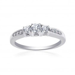 0.50 Carat Round Cut Diamond Engraved Engagement Ring 14K White Gold