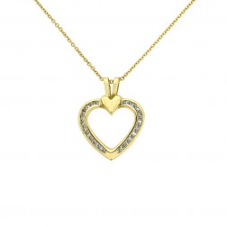 0.45 Carat Round Cut Diamond Heart Shaped Pendant 14K Yellow Gold