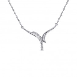0.15 Carat Diamond V Shape Necklace 16" 14K White Gold