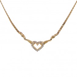 0.45 Carat Diamond Heart Shape Pendant Necklace 14K Yellow Gold