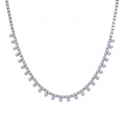 2.75 Carat Round Cut Diamond Tennis Style Dangle Necklace 14K White Gold