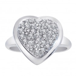 0.50 Carat Round Cut Diamond Heart Cluster Ring 14K White Gold