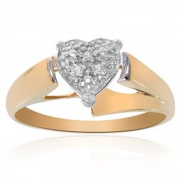 0.03 Carat Round Cut Diamond Heart Ring 10K Yellow Gold