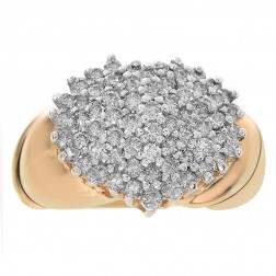 0.65 Carat Round Cut Diamond Heart Cluster Ring 10K Yellow Gold