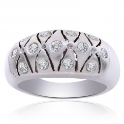 0.65 Carat Round Cut Diamond Satin Sleek Ring 14K White Gold