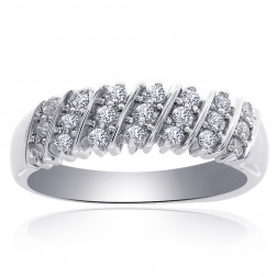 0.25 Carat Diamond Round Cut Multi-Row Ring 14K White Gold