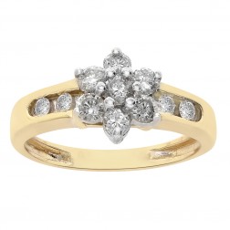 0.40 Carat Round Cut Diamonds Flower Design Ring 10K Yellow Gold