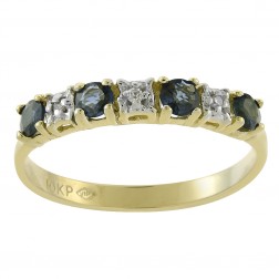 0.30 Carat Blue Sapphire & Diamond Ring 10K Yellow Gold