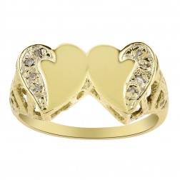 0.06 Carat Round Cut Diamond Heart Ring 14K Yellow Gold