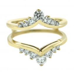 0.75 Carat Round Cut Diamonds Vintage Ring Insert 14K Yellow Gold 
