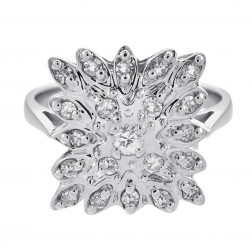 0.33 Carat Diamond Vintage Flower Ring 14K White Gold